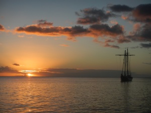 A tallship anchored at Roseau, Dominica