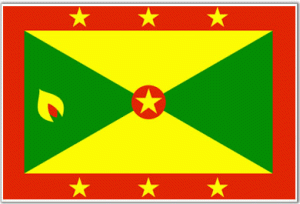 The flag of Grenada. Note the nutmeg.