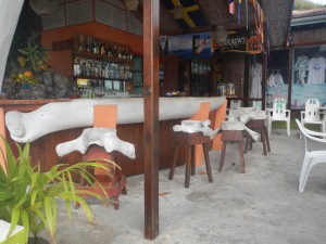 Whaling is traditional on Bequia, an a limited number are still caught each year. Thus, the whaleboner restaurant